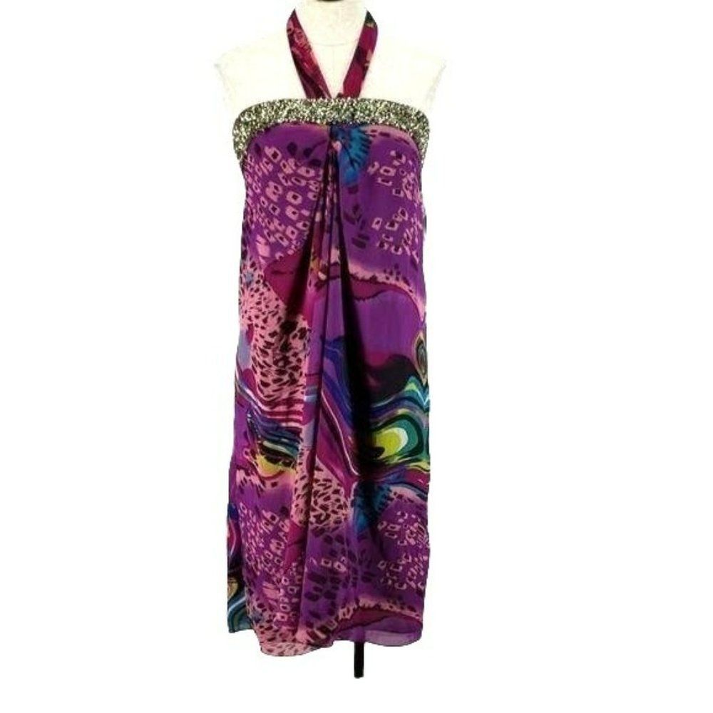 AUTHENTIC ICON FESTIVAL‎ purple medium HALTER DRESS